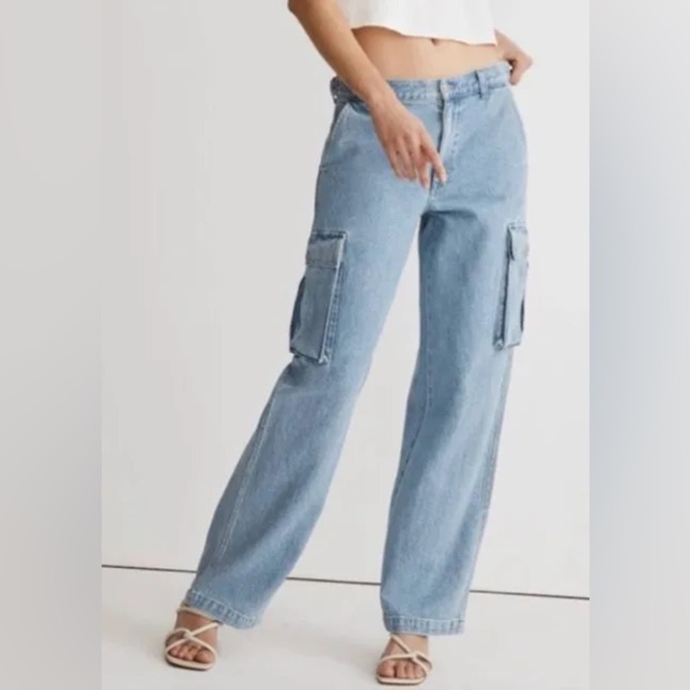 Madewell Low-Slung Blue Cargo Jeans